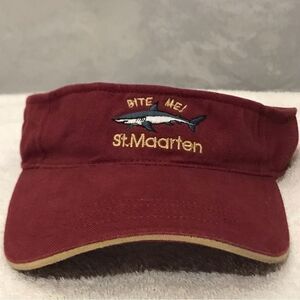 St. Maarten Adjustable Cotton Maroon Bite Me Travel Beach Visor